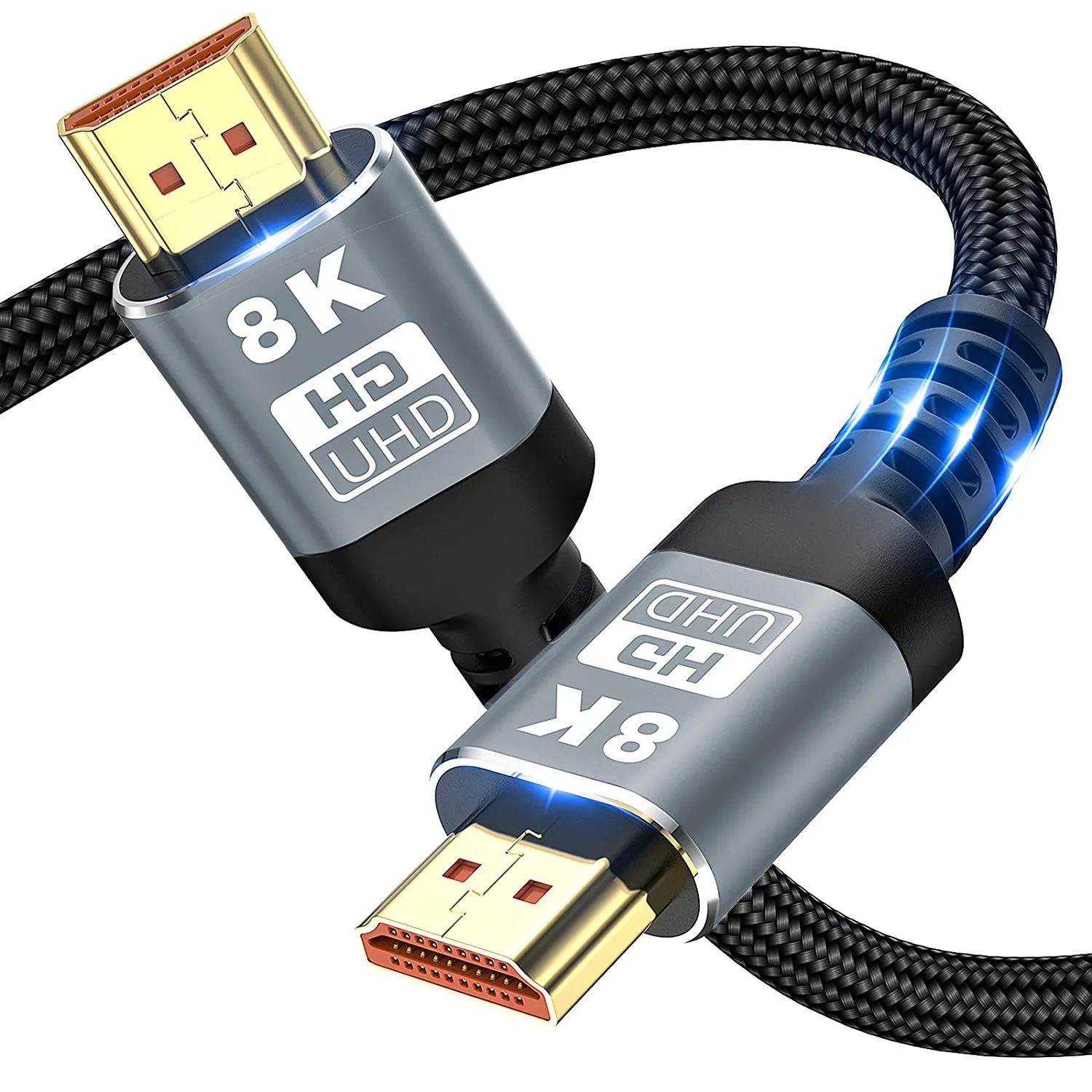 HDMI 2.1 8K Kabel Ultra Digital HD UHD Kepang Tinggi Bersertifikat 48Gbps 8K@60Hz Kabel Untuk Monitor TV Box PS5 Laptop
