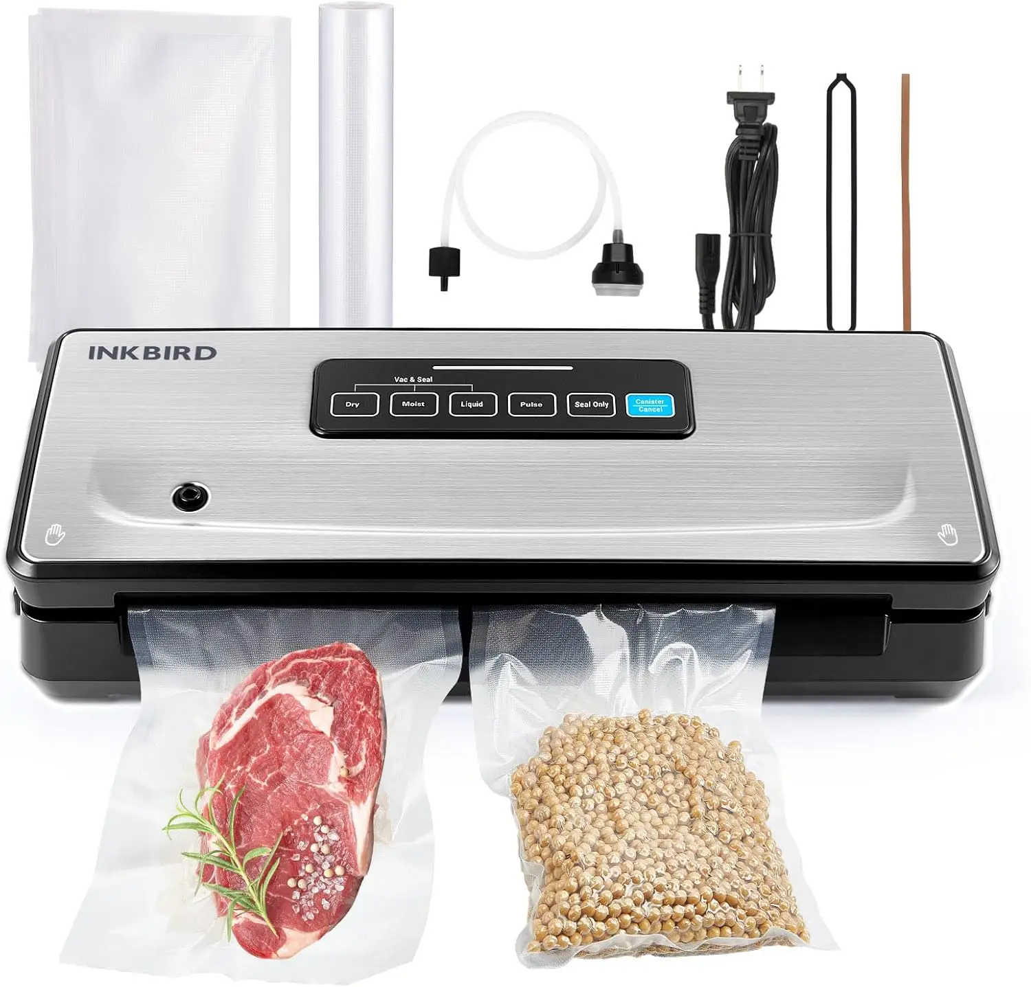 

Food Vacuum Sealer 10-in-1 with Bag Storage, Cutter, 5 Modes for Dry/Moist/Canister, Includes 5 Bags & Roll, 85KPa