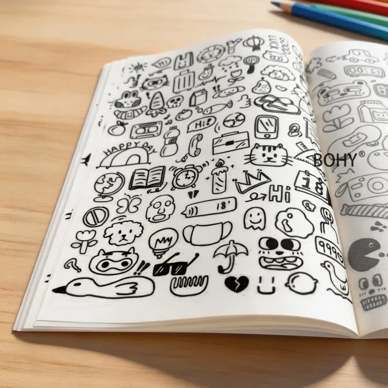 A 40 Page Adult Decompression Drawing and Copying Emoticon Themed Picture Book, Introductory Drawing Exercises Art Creation Gift