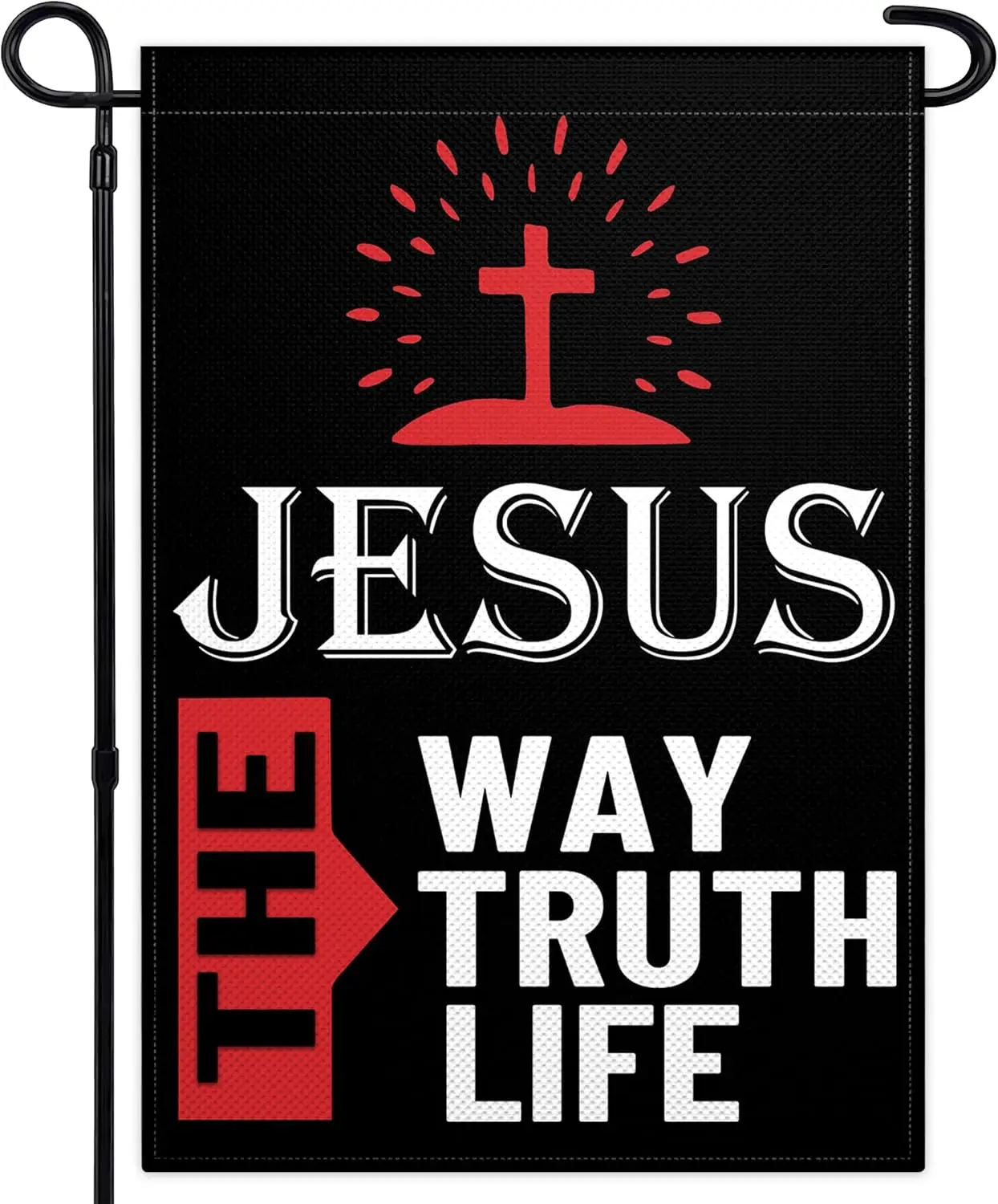 Jesus The Way Truth Life Garden Flag 12x18 Inch Double-Sided Faith Over Fear Flag Suitable for Outside House Indoor Yard Outdoor