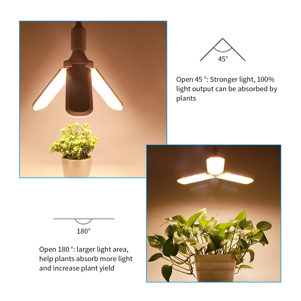 Imagem -04 - Foldable Full Spectrum Led Grow Light Planta Crescente Luz Phytolamp Bulb Plantas de Interior Flower Seedling E27 24w 36w 48w