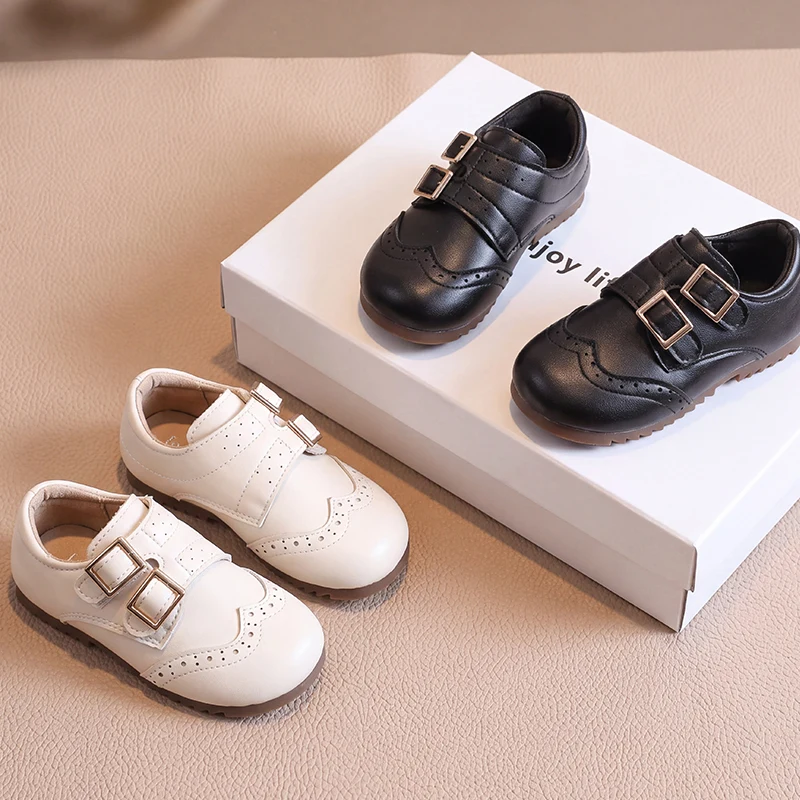 Kids Leather Shoes for Party Wedding Non Slip Rubber Sole Boys Girls School Uniform Shoes Children Formal Dress Shoes Size 15-25
