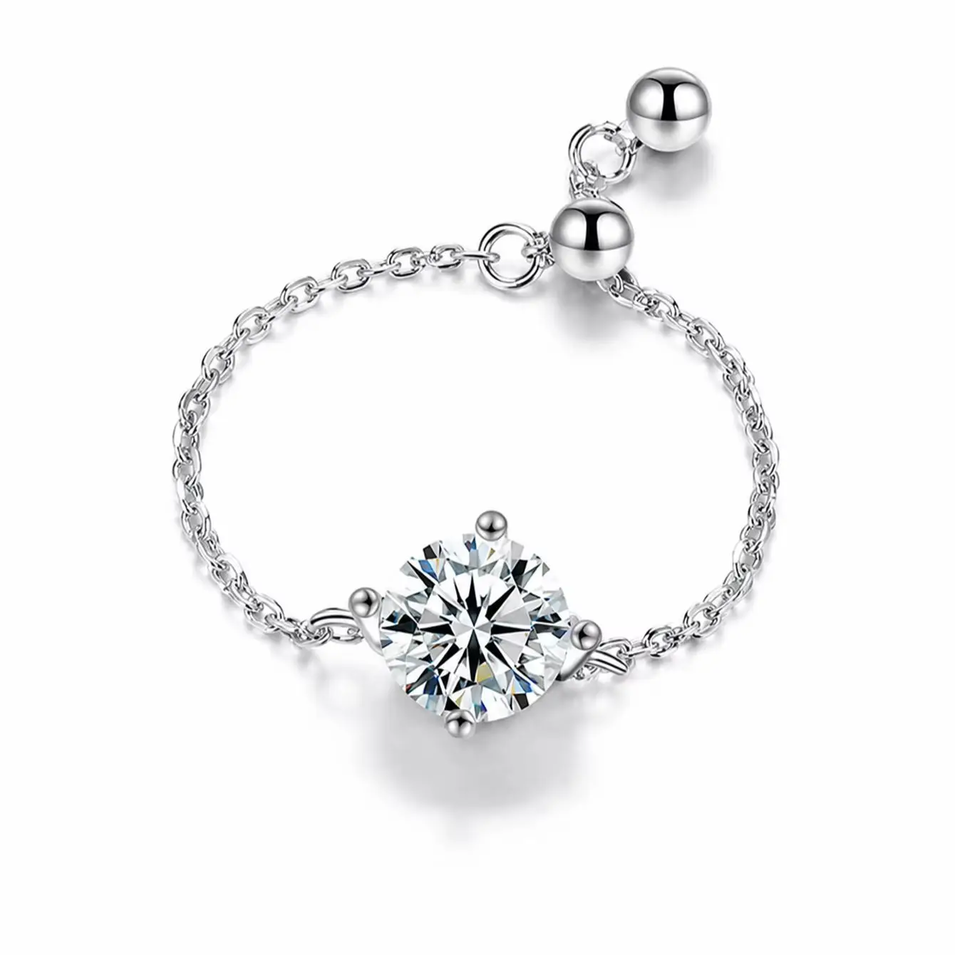0.5-Carat Moissanite Ring – Adjustable Chain Style (Unisex/Couple's Design)