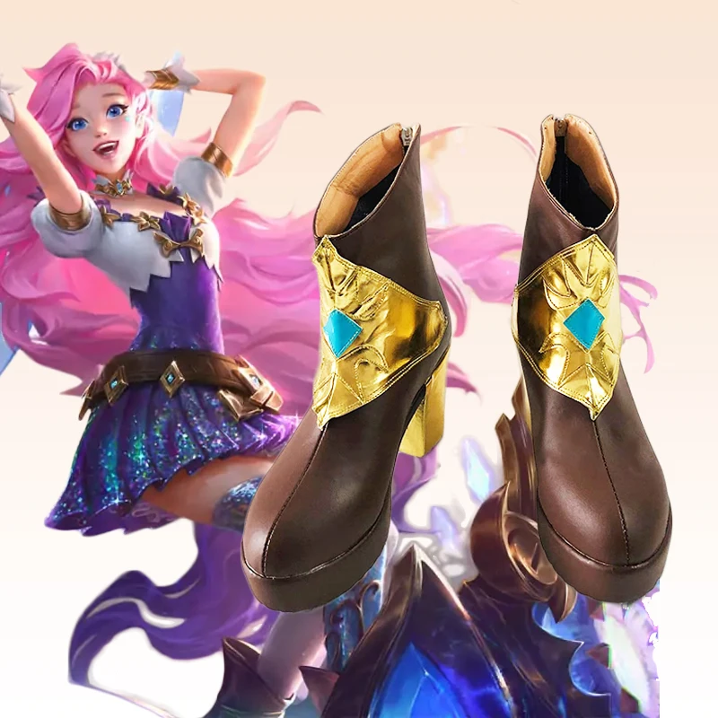 

Game LOL The Starry-Eyed Songstress Seraphine Cosplay Shoes High Heel Ankle Boots Halloween Costume Accessories Custom Made