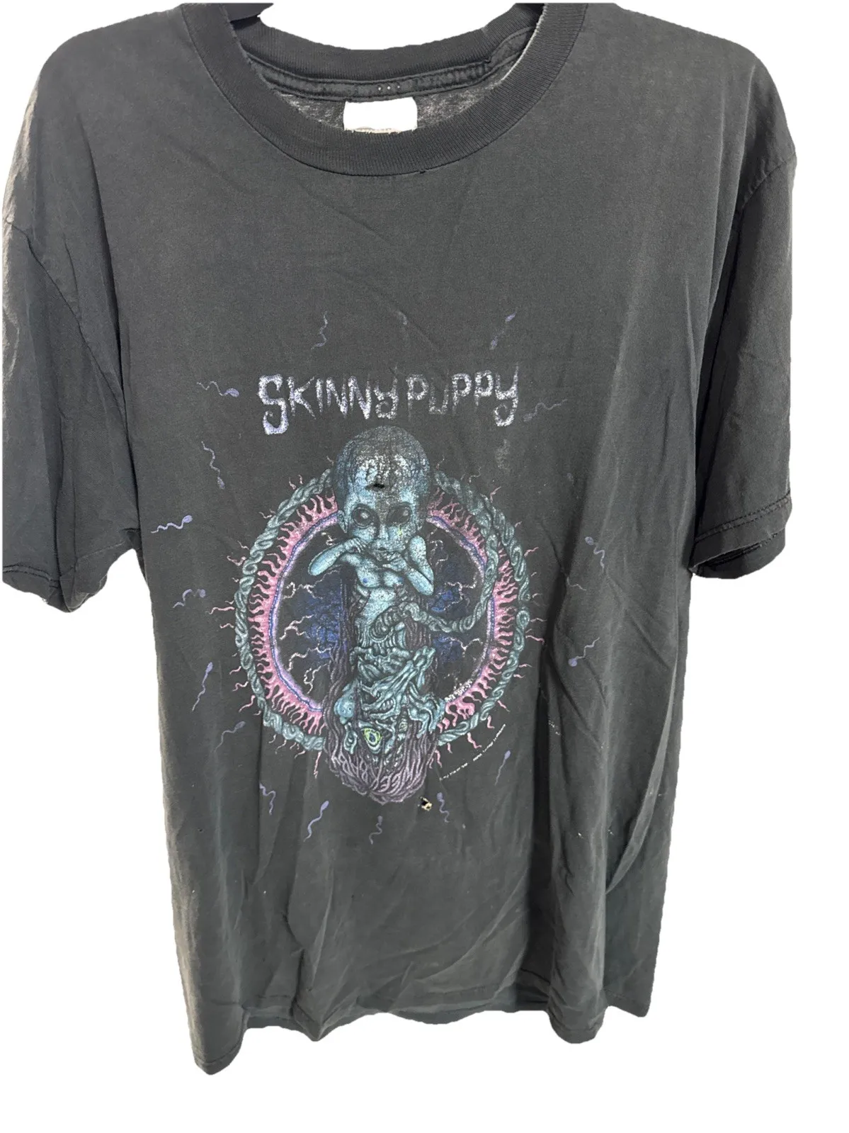 Vintage SKINNY PUPPY 1993 TShirt Large Secret World Tour Nice Man Tag Thrashed