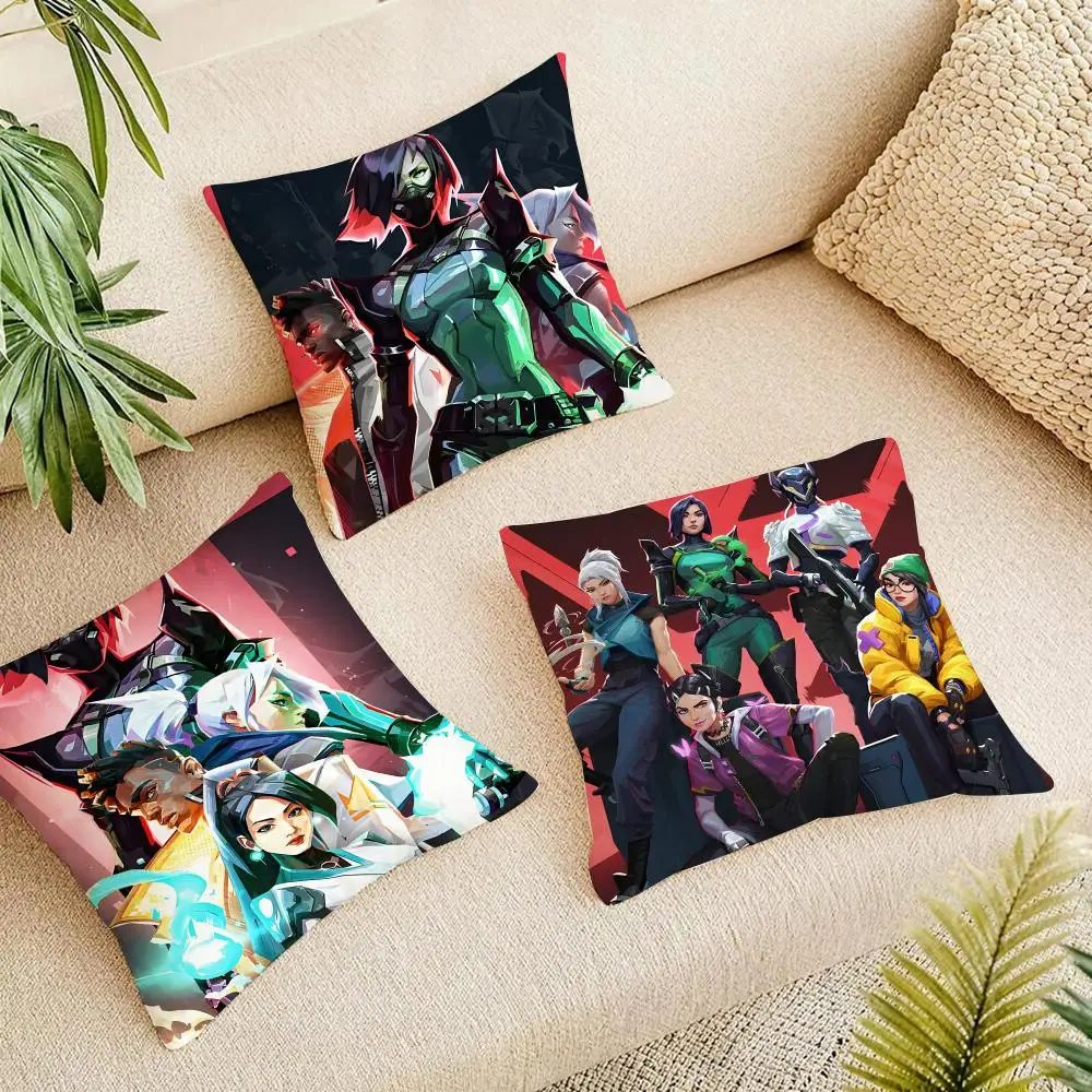 Pro Game Valorant Cushion Cover Short Plush Pillowcase, Washable Wrinkle Resistant Cover for Bedroom Gift