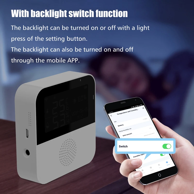 Imagem -05 - Tuya-termômetro Inteligente com Sensor de Temperatura e Umidade Wi-fi para Ambientes Internos e Internos com Tela Lcd Compatível com Alexa e Google Home