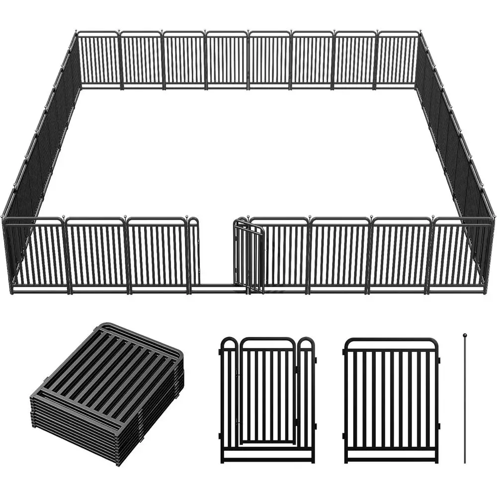 

Прочный уличный металлический манеж для собак, 40 высотов с 32 панелями, портативный для использования в помещении или на открытом воздухе, идеально подходит для кемпинга на колесах