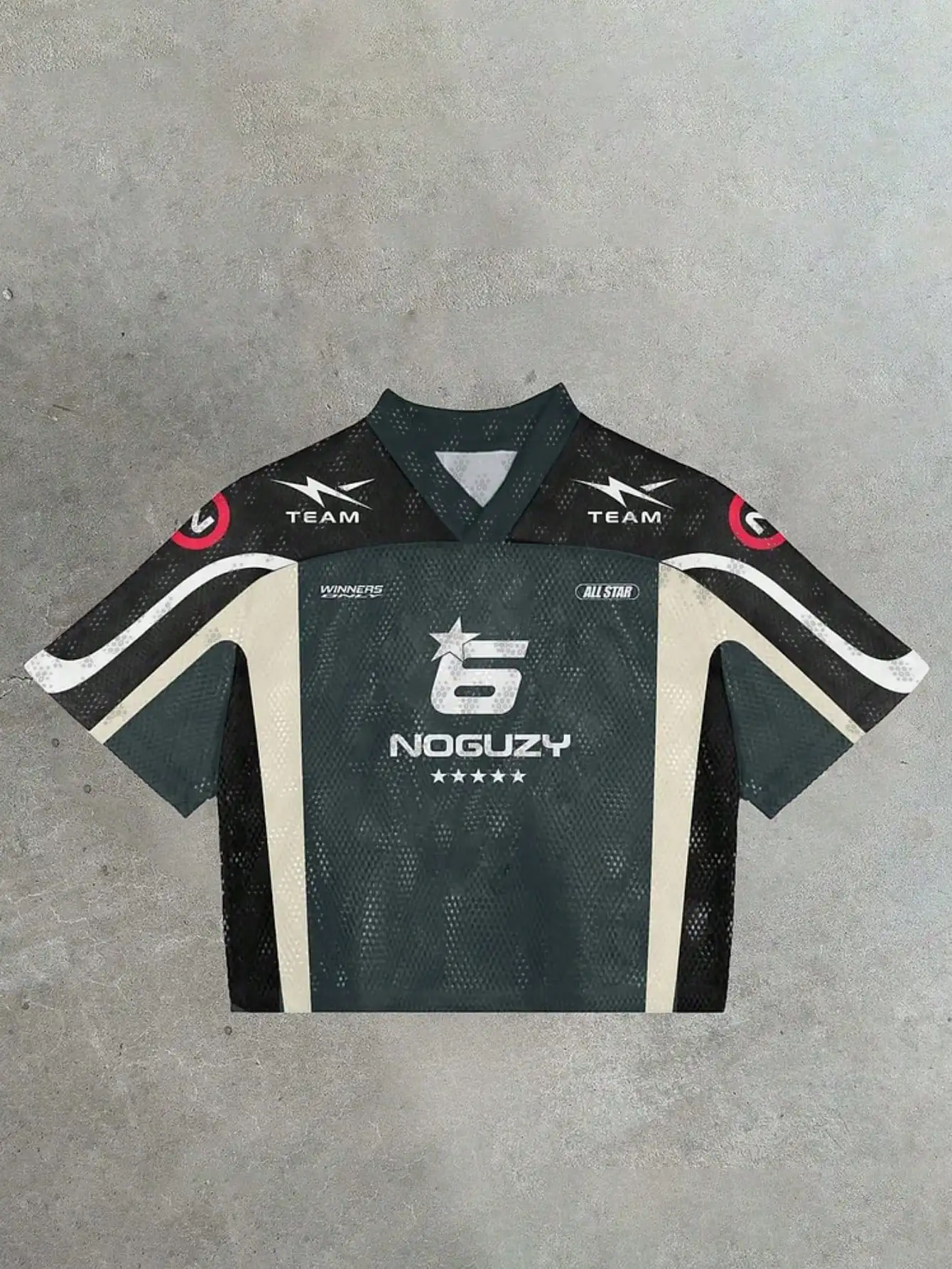 

Мужская футболка с V-образным вырезом и короткими рукавами, с графическим принтом в гоночном стиле, из дышащей сетчатой ткани.