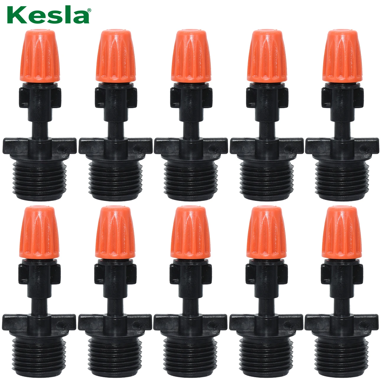 KESLA 20PCS Adjustable Misting Nozzle Threaded 20MM Barb Tee Garden Watering Irrigation Sprinkler for 4/7mm PE PVC Tubing Hose