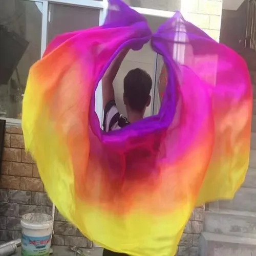 Imagen 2 del producto Velos de seda clásicos de 250x114cm, accesorios para actuación en escenario, bufanda de mano, chal lanzado, accesorio de traje de danza del vientre fluido