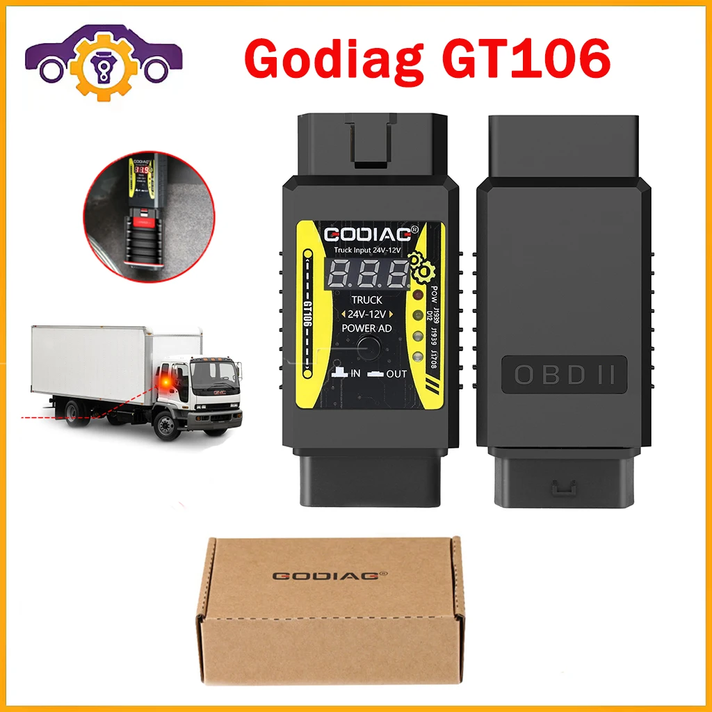 Newest Godiag GT106 for X431 Truck Converter 24V to 12V Heavy Duty Truck Adapter DBSCAR5/Easydiag/ Golo/ Thinkdiag/GOLO/ DBScar2