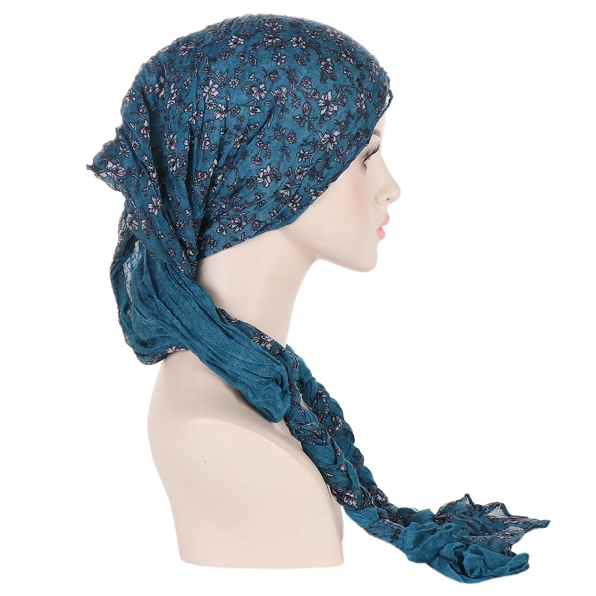 Muslim Inner Hijab Turban Women Pre-Tied Long Tail Headscarf Wrap Chemo Cap Beanies Bonnet Head Scarf Stretch Headwear Hat Mujer