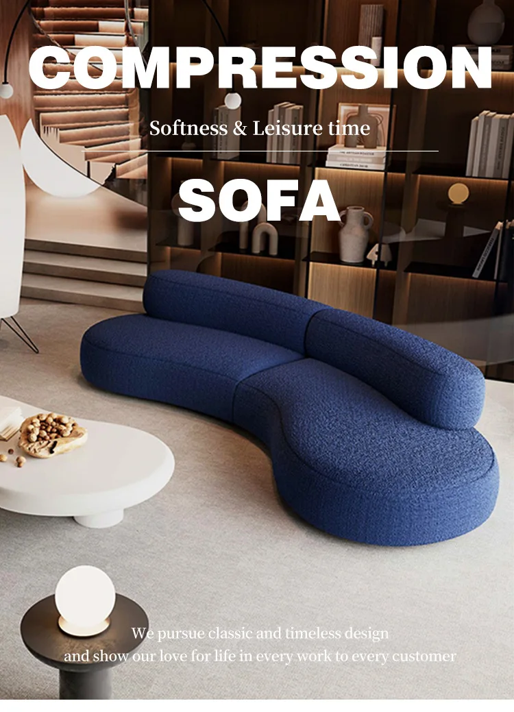 Vacuum-Compressed Modular L-Shaped Sofa, Nordic Minimalist Design, Curved Sectional Couch for Living Room,Multi-Person Seating