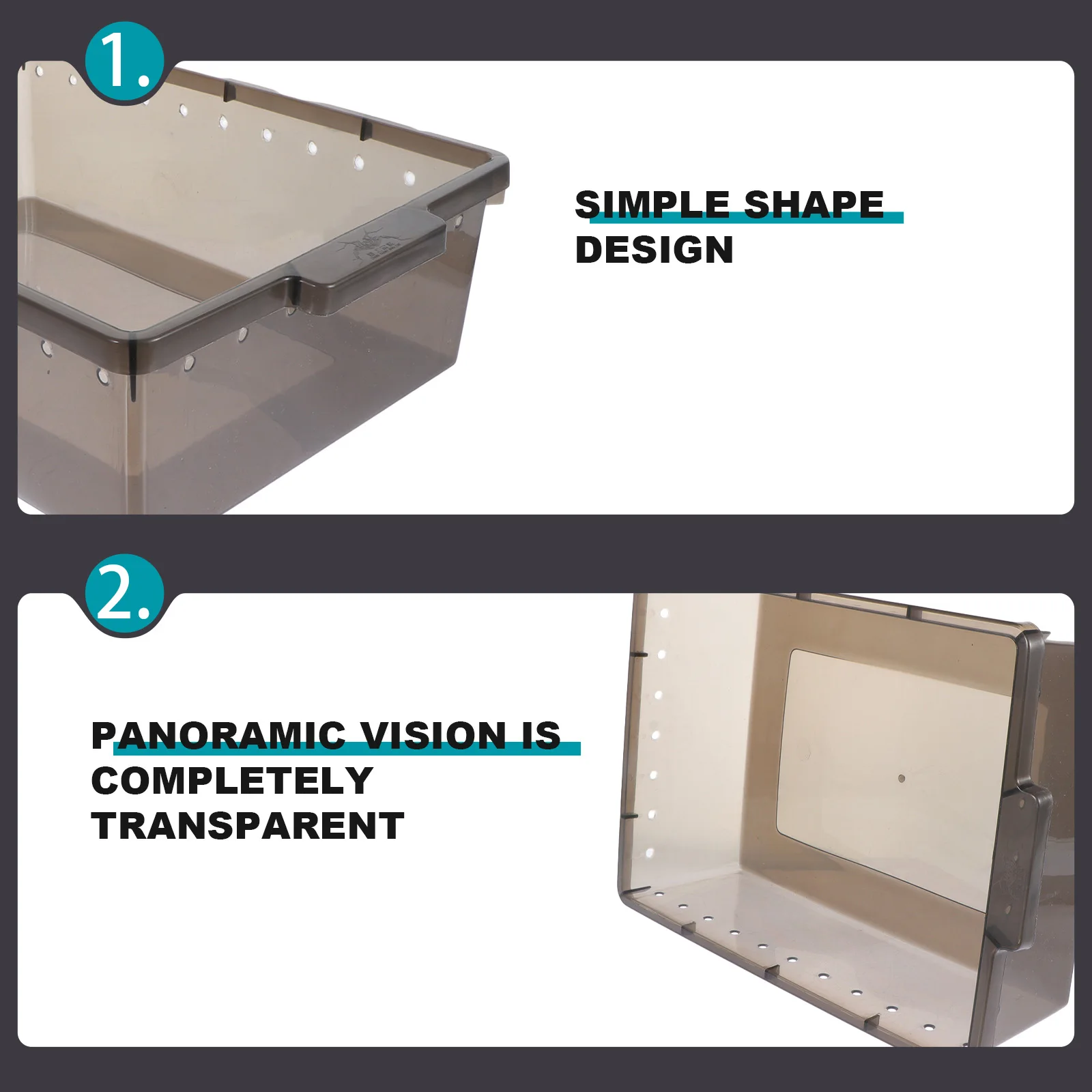 

Plastic Reptile Feeding Box Durable Cage for Spiders Lizards Snakes Frogs Pet Container Breeding Case Transparent Easy Clean