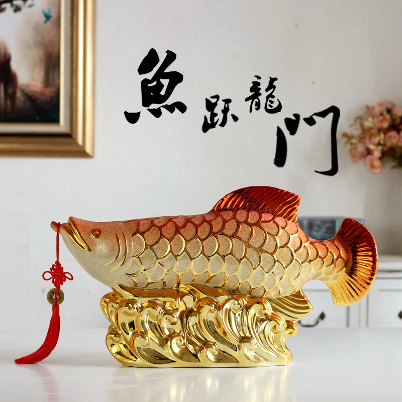 50CM large HOME OFFICE Company SHOP ROOM TOP COOL Efficacious Talisman Money Drawing Arowana Golden Fish FENG SHUI