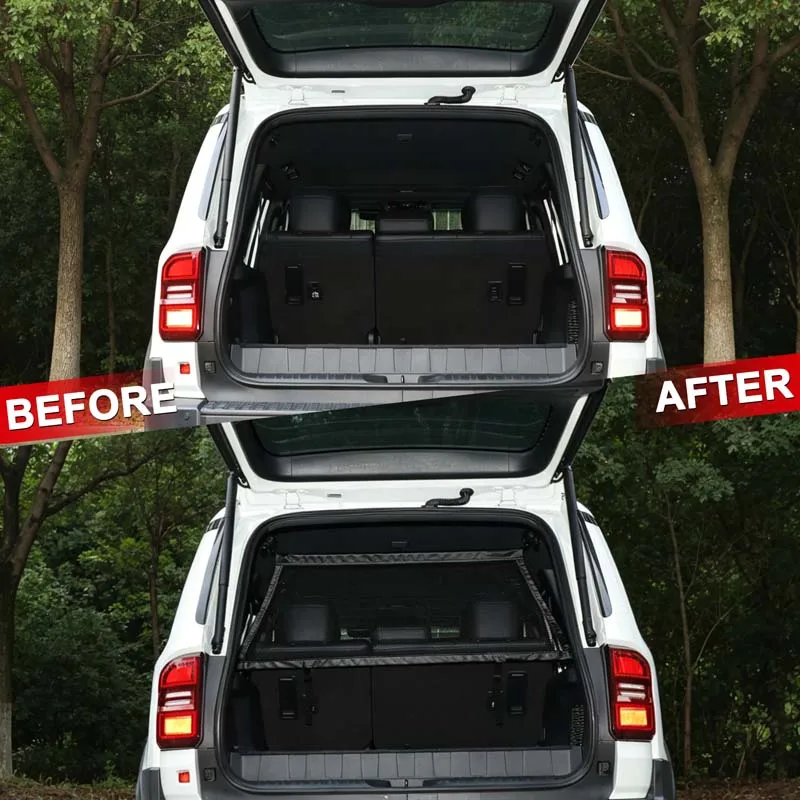 Polyester Black For Toyota Land Cruiser Prado 250 LC250 2024-2026+ Car Trunk Safety Isolation Protective Net Car Accessories