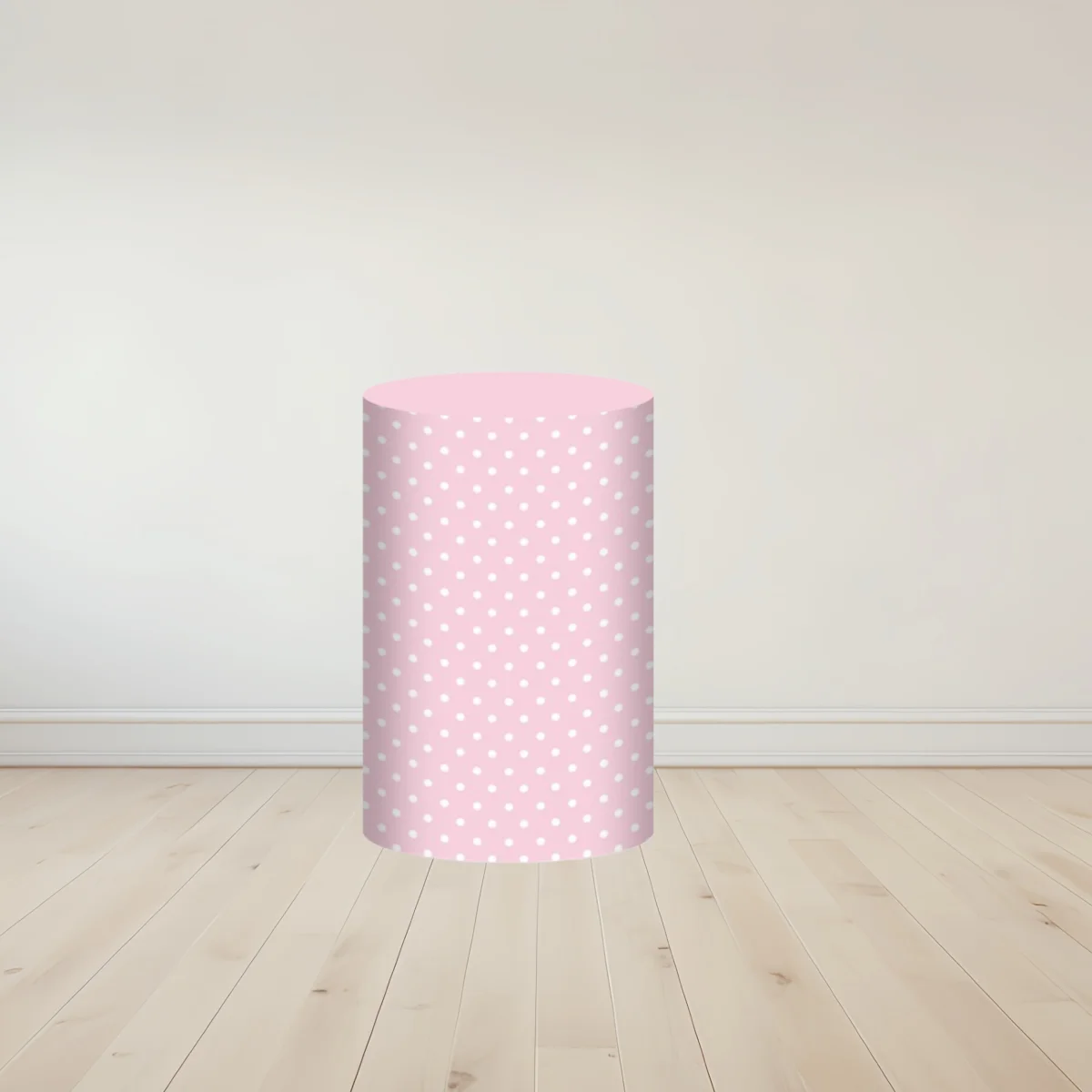 Custom Cylinder Covers Backdrop Girls Birthday Party Pink Polka Dots Elastic Decor Plinth Cake Dessert Pedestal Photo Background