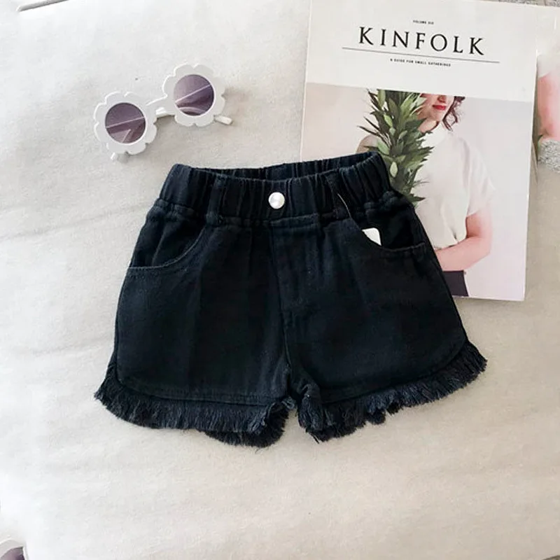 Children's Summer New Solid Color Korean Pants Girls Casual White Jeans Children Black Shorts Baby Hot Pants Kids Shorts image 4