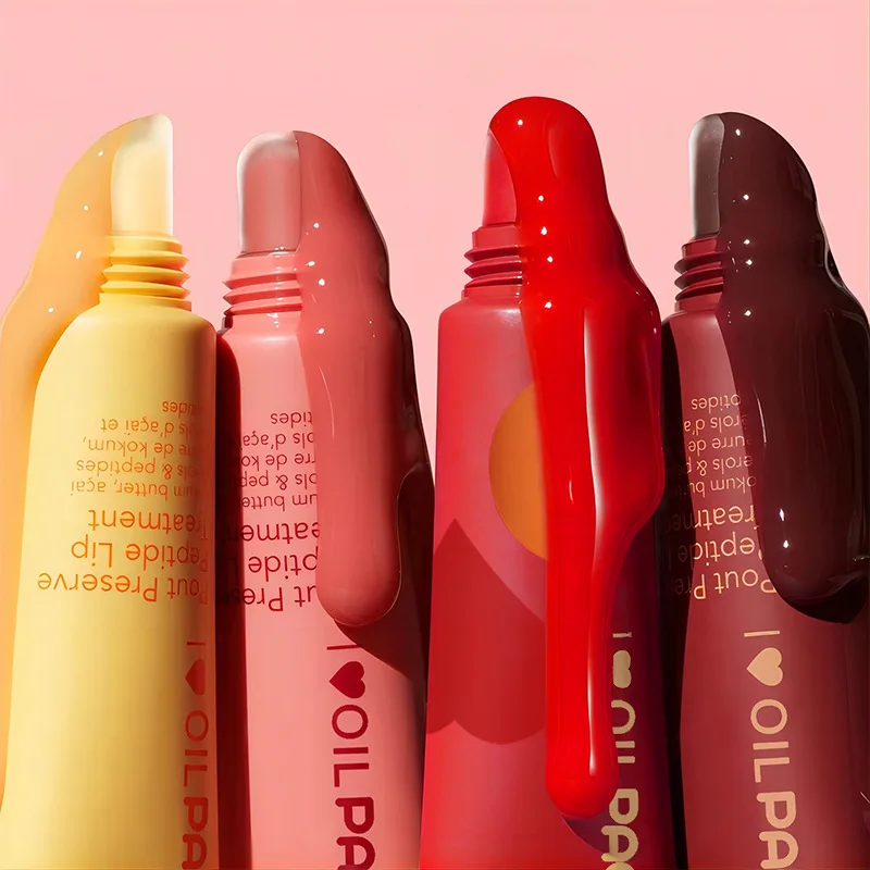 Feuchtigkeitsspendender Peptid-Lipgloss, transparentes getöntes Lippen-Schutzöl, feuchtigkeitsspendend, Lippenbalsam, aufpolsterndes, feuchtigkeitsspendendes Lippenglasur-Make-up