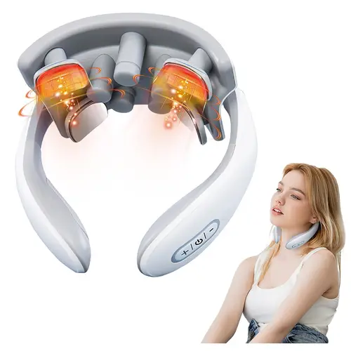Masajeador de cuello con vibración, masajeador Cervical de pulso de baja frecuencia recargable, masajeador de cuello eléctrico inteligente, masaje de luz roja