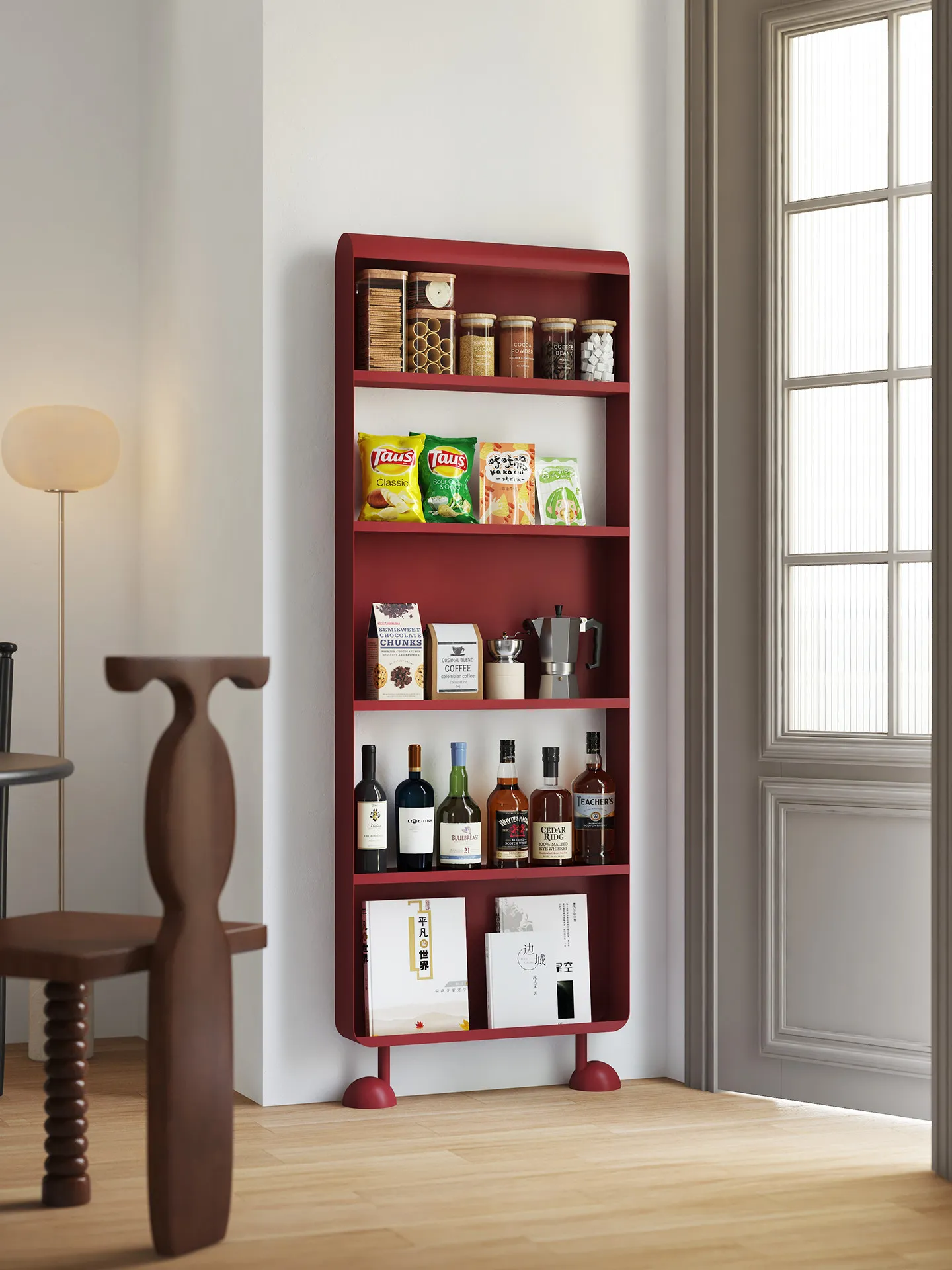CX household multi-layer storage, living room display shelf, ultra-thin bookshelf, storage against the wall behind the door