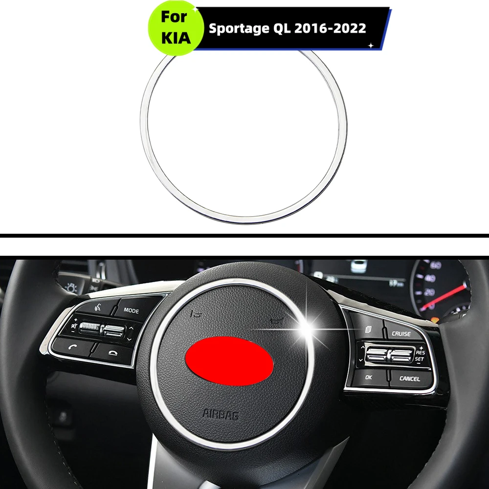 Car Steering Wheel Sequins Center for KIA Sportage QL KX5 2016 2017 2018-2022 Stainless Steel Interior Accessories