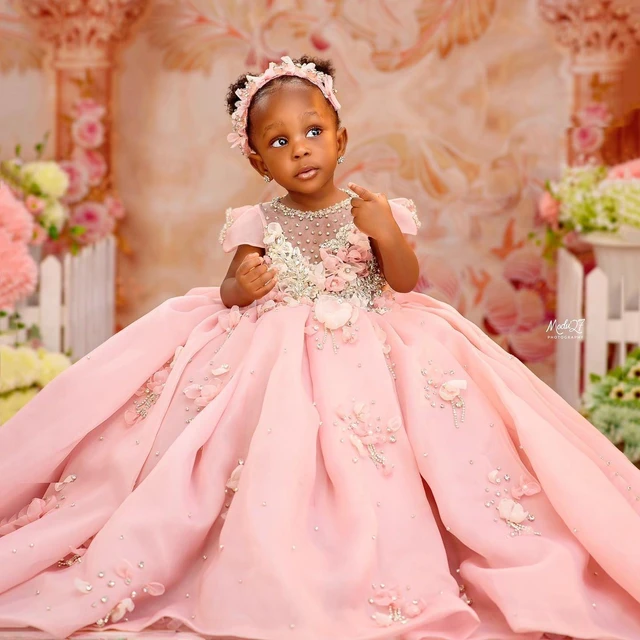 Pink Floral Flower Girl Dresses For ...