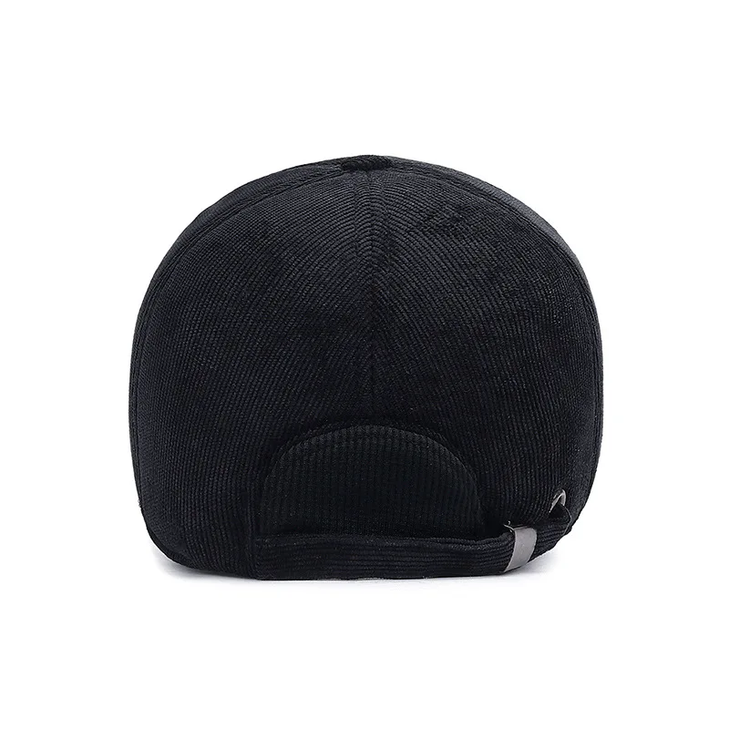 Plus Big Size Warm Stripes Velvet Cotton Men Cap Winter middle-aged Elderly Outdoor Cold Thickened Baseball Cap Men Hat With Ear