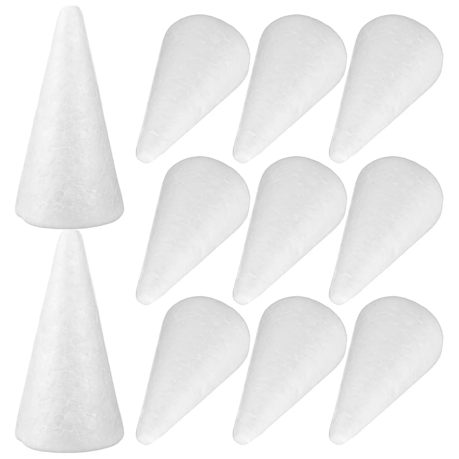 

12Pcs White Foam Craft Cones DIY Accessories for Christmas Cake Stand Flower Arrangement Children Craft Projects