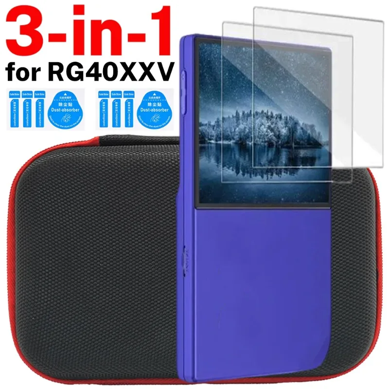3in1 Tempered Glass Film for RG40XXV Handheld Storage Bag Gaming Console Screen Protector Anti Fall Scratches Screen Protection