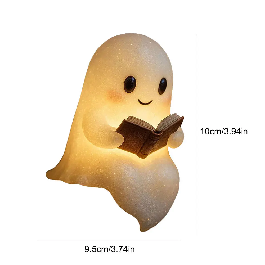 1/2Pcs Cute Ghost Reading Lamp Adorable Ghost Night Light for Christmas Decor Book Lovers Cartoon Ghost Bedside Lamp for Reading