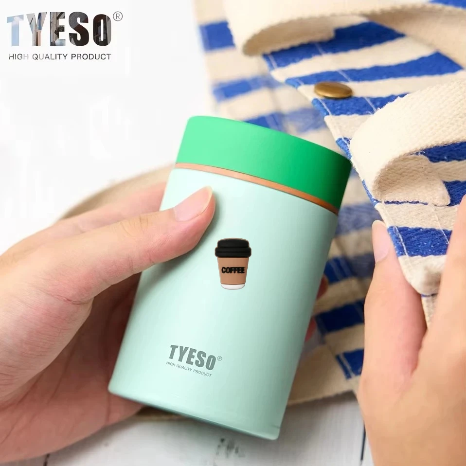 Tyeso 200ml Thermoses 304 Stainless Steel Vacuum Insulated Food Jar, Compact Thermal Lunch Box Breakfast Cup with Coffee Sticker