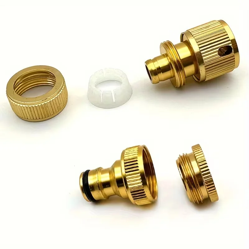6pcs/10pcs, EU Standard Aluminum Garden Hose Tap Connector Fitting for 1/2 Inch (21mm) & 3/4 Inch (26.5mm) & Garden Hose