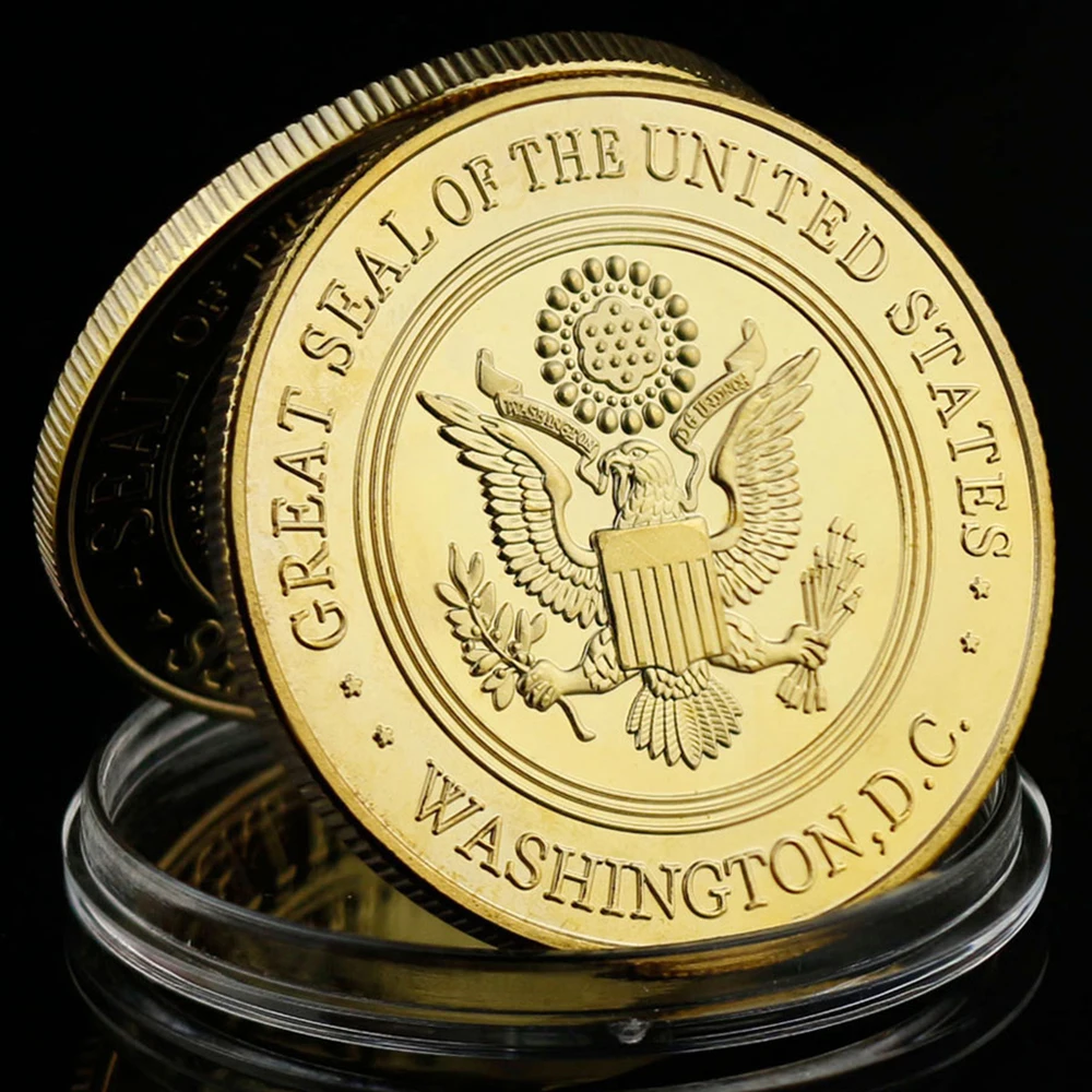 Military Coin Freedom Souvenir Collectible Gift Commemorative Coin Gold Plated Collection Art Great Seal of The US Cold Coin