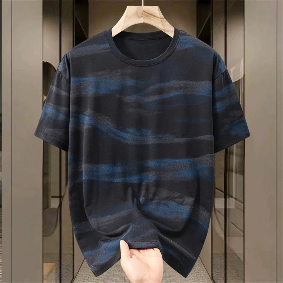 Sommer Kurzarm T-shirt Männer 10XL 11XL Plus Größe T-shirt Vintage Tops Tees Männlichen Mode Lässig Wasser Welligkeit Hemd Große größe