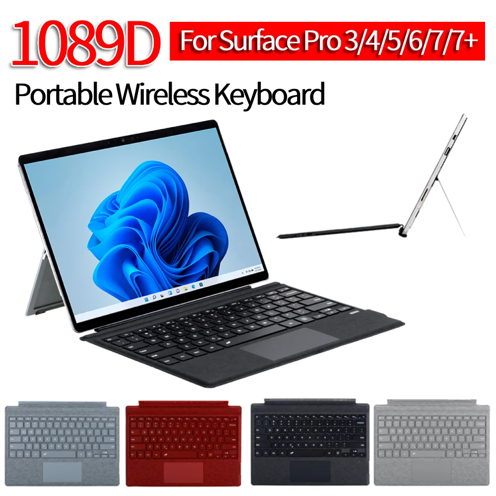 

Клавиатура с трекпадом, 7-цветная клавиатура с сенсорной панелью BT и беспроводной клавиатурой трекпада для Microsoft Surface Pro 3/4/5/6/7/7 Plus