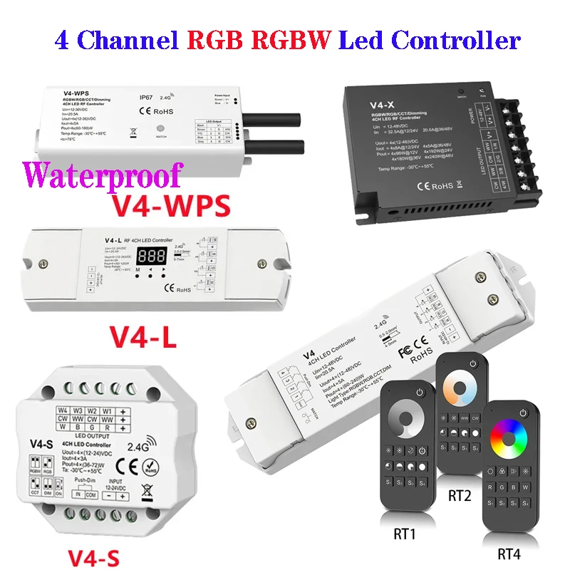 

Skydance 4 Channel RGB RGBW CCT Dim Led Controller V4 V4-L V4-X V4-S 2.4G RF Remote Dimmer