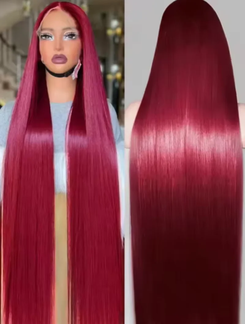 

180% 13x4 HD Прозрачные Парики Фронта Шнурка Для Женщин Prepluck 99J Бордовый Прямой Парик Человеческих Волос Отбеленные 13x4 Парики Фронта Шнурка