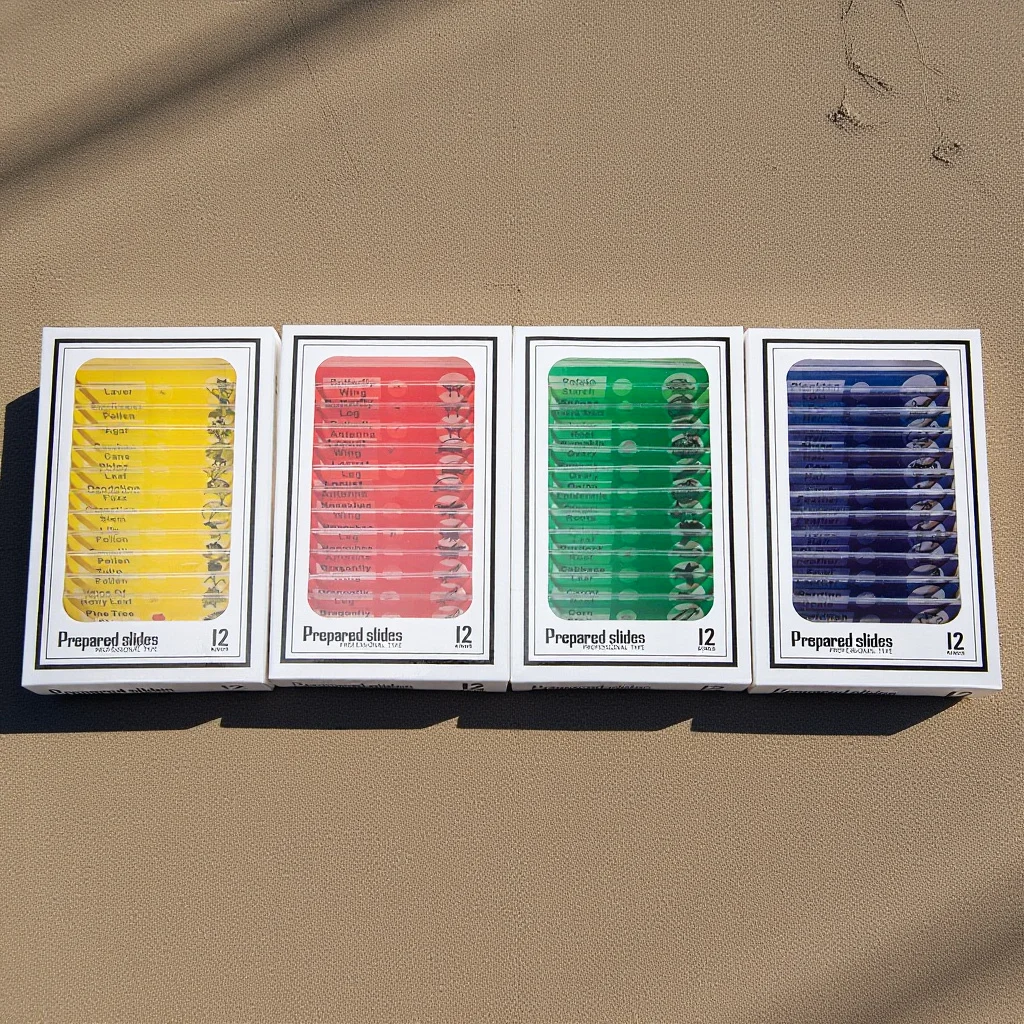 

48Pcs Biological Specimen Prepared Microscope Slides for Entry- Students Learning English Label Insects Sample Slide