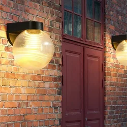 Spherical Outdoor Wall Lamp IP65 Waterproof Milky Round Wall Light for Garden Courtyard Corridor Plastic External Light Fixture