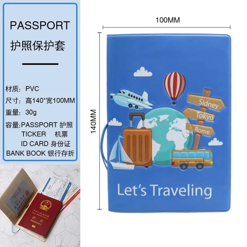 PU Leather Passaporte Titular para Meninas, Acessórios de Viagem, Travel World, Cute ID and Credit Card Bag, 3D Design, Acessórios de Viagem, Novo, 2024