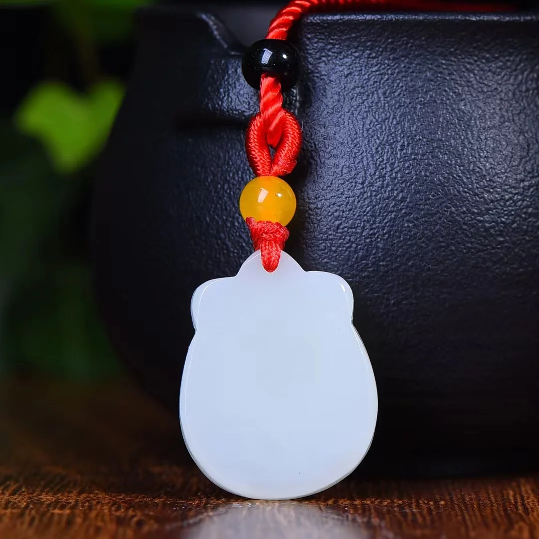 Exquisite Hetian Jade Lucky Pig Pendant Jewelry 1677#