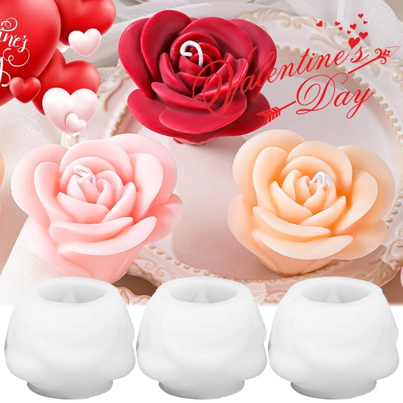 Rose Silicone Mold Handmade Ice Cube Making Supplies DIY Soap Resin Candle Making Kit Cake Baking Tools Valentine's Day Decor