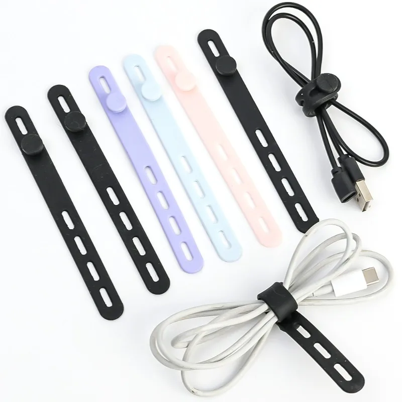 Cable Organizer Reusable Silicone Cable Ties Desk Winder Wire Organizer Management Clip for Earphone USB Cable Mouse Home Office