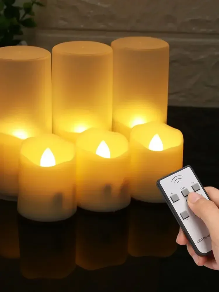 6 Teile/satz Wiederaufladbare LED Kerze Timer Fernbedienung Flackernde Flammen Hochzeit Kerzen Geburtstag Decor Teelichter USB Ladegerät Kerze Lampe