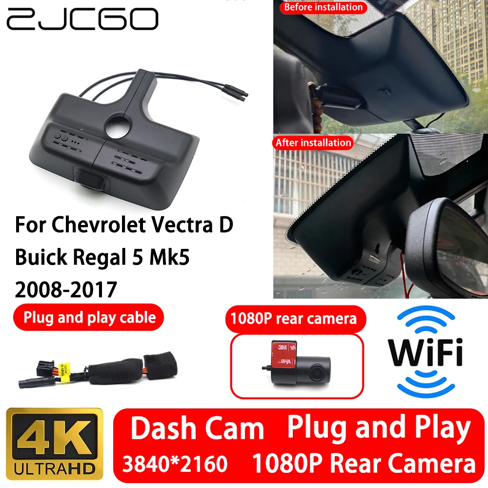Cámara Delantera y Trasera 4K para Chevrolet Vectra D Buick Regal 5 Mk5 2008-2017, Cámara para Tablero con Wifi, Plug and Play, Grabación en Bucle