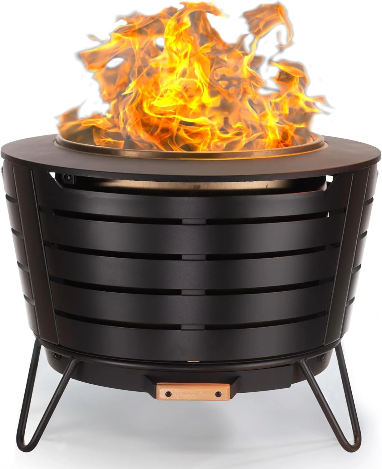 Smokeless 25 in. Patio Fire Pit, Wood Burning Outdoor Fire Pit - Includes Wood Pack, Modern Design with Removable Ash