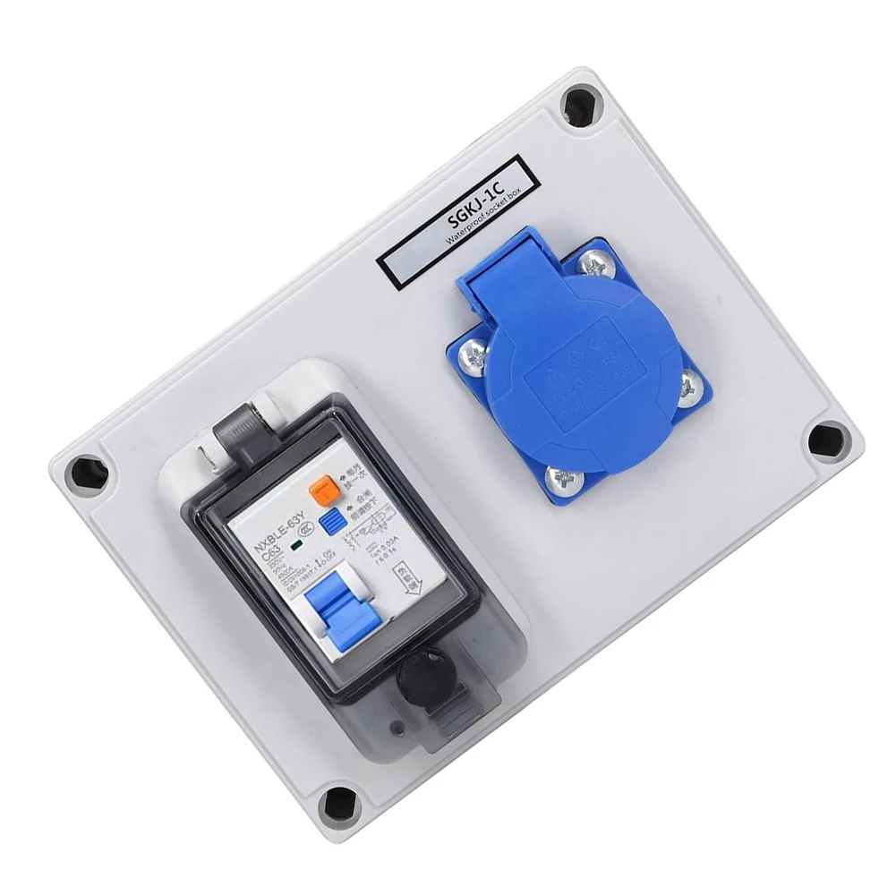 for IP54 Wall Power Distributor 16A 250V 1P+N Rated with 63A Breaker and IP67 Transparent Casing for Long Life Use
