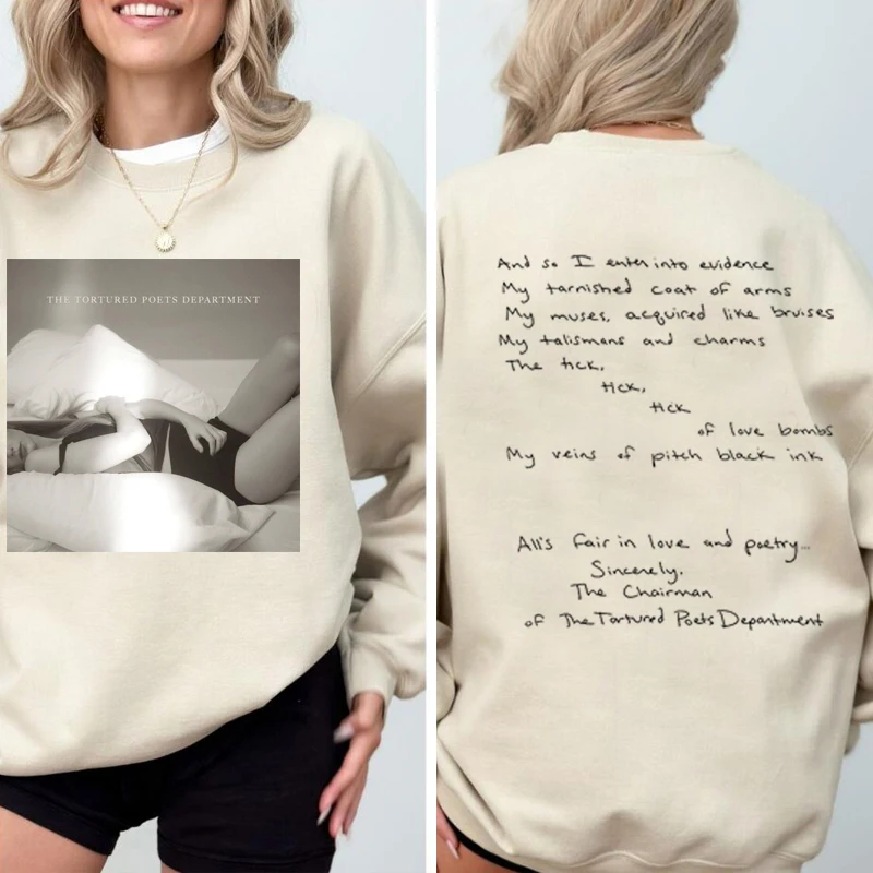 The Tortured Poets Department Sweatshirt Women TTPD Swiftie Kelce Hoodies The Eras Tour Crewneck Sweatshirts Chairman Merch Tops